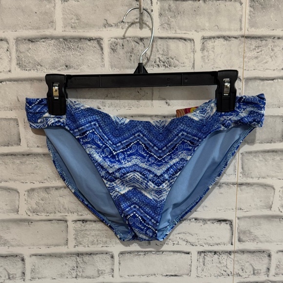 NWT! Women’s OP multi blue geometric print bikini bottoms Large - Picture 1 of 4